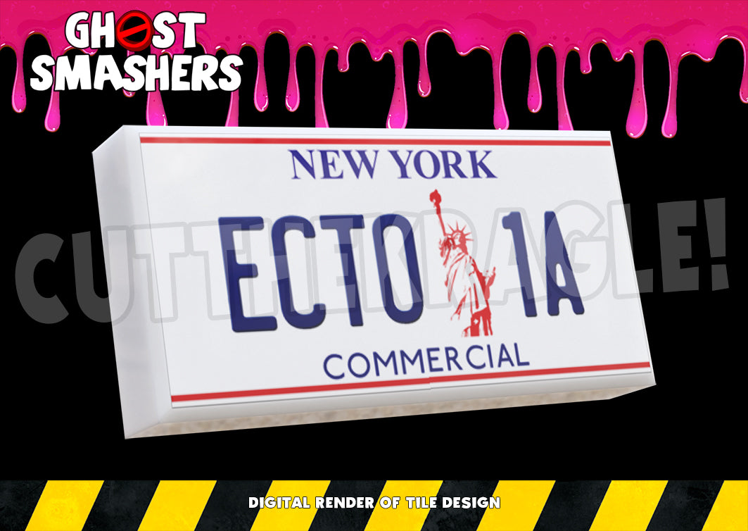 Preorder Ghost Smashers - Slime Smashers Ecto 1A Vehicle License Plate - Custom 1x2 Tile